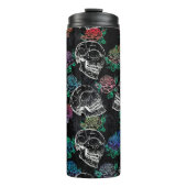 Schädel und dunkle Rose | Funky Glam Ombre Grunge Thermosbecher (Vorderseite)