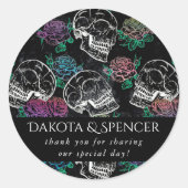 Schädel und dunkle Rose | Funky Glam Ombre Vielen Runder Aufkleber (Vorderseite)