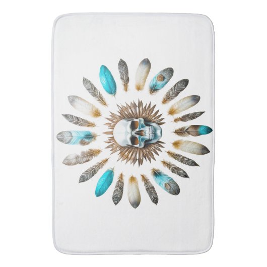 Schädel und Federn 01 Badematte (Vorderseite Vertikal)