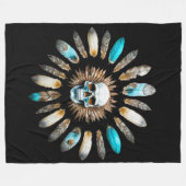 Schädel und Federn 01 Fleecedecke (Vorderseite (Horizontal))