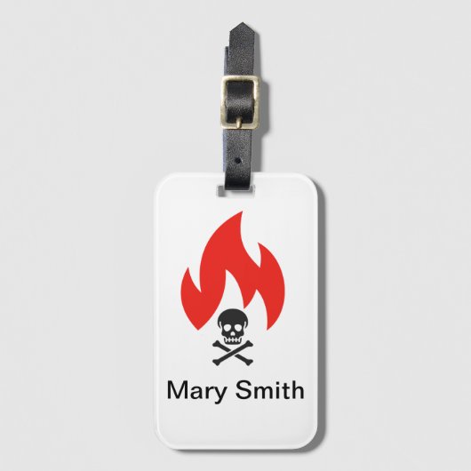 Schädel und Feuer Gepäckanhänger (Vorderseite Vertikal)