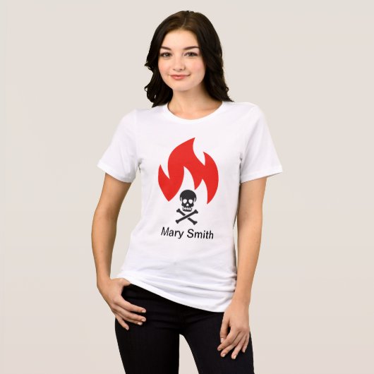 Schädel und Feuer Tri-Blend Shirt (Vorderseite voll)