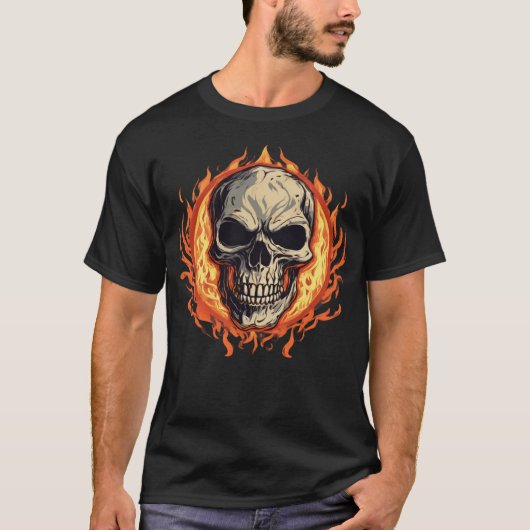 Schädel und Flammen T-Shirt (Vorderseite)