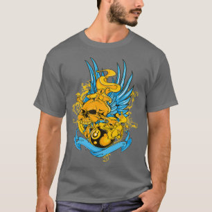 Schädel- und Flammenbillard T-Shirt