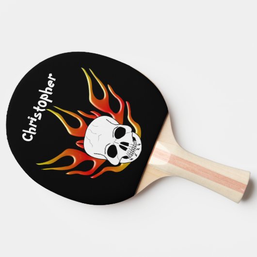Schädel- und Flammendesign Tischtennis Schläger (Seitenansicht)