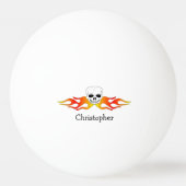 Schädel- und Flammendesign Tischtennisball (Vorderseite)