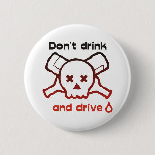 Schädel und Flasche-Knopf Button