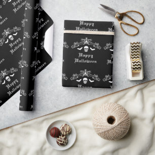 Schädel und Fledermäuse Silhouette Frohes Hallowee Geschenkpapier