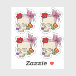 Schädel und Flora Aufkleber