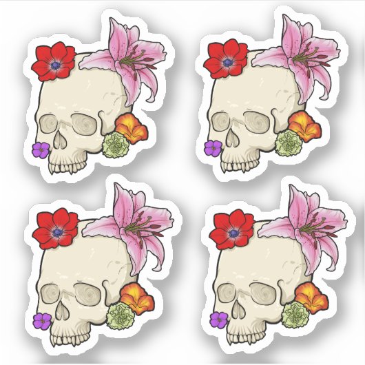 Schädel und Flora Aufkleber (Vorderseite)