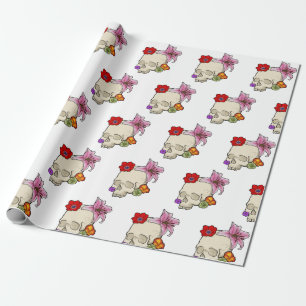 Schädel und Flora Geschenkpapier