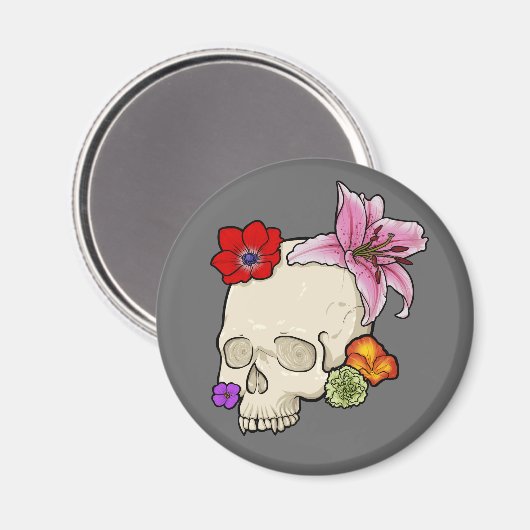 Schädel und Flora Magnet (Vorderseite/Rückseite)