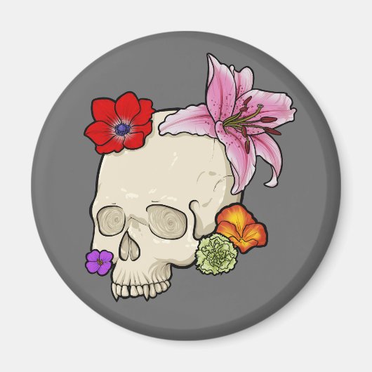 Schädel und Flora Magnet (Vorne)