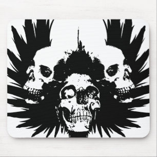 Schädel und Flügel - Schwarzes Mousepad