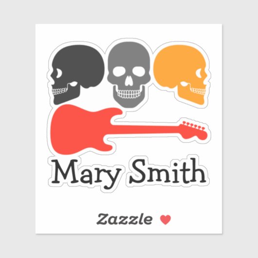 Schädel und Gitarre Aufkleber (Blatt)