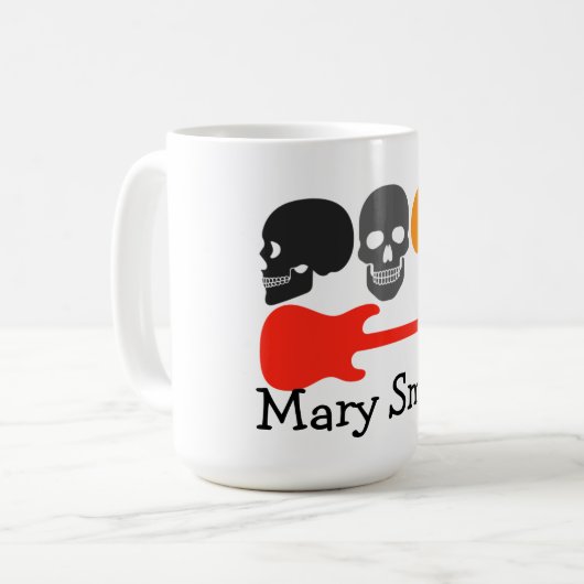 Schädel und Gitarre Kaffeetasse (Vorderseite Links)