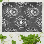 Schädel und Graugotik Geschirrtuch (Gefaltet)