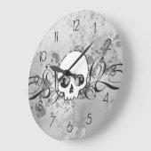 Schädel und Grungy Wirbel Große Wanduhr (Winkel)