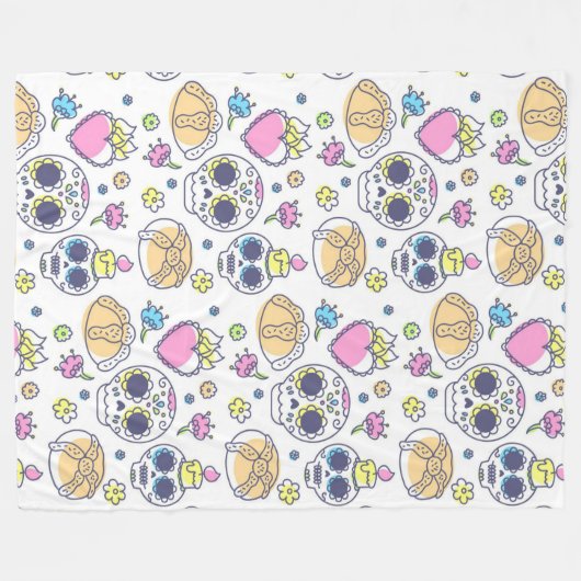 Schädel und Herz Fleecedecke (Vorderseite (Horizontal))