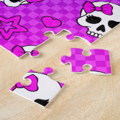 Schädel und Herz-Muster weiß und rosa Puzzle (Seite)