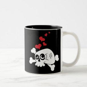 Schädel und Herz Zweifarbige Tasse