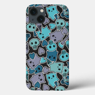 Schädel und Herzen auf schwarzem Hintergrund 2 Case-Mate iPhone Hülle