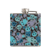 Schädel und Herzen auf schwarzem Hintergrund 2 Flachmann (Rückseite)