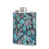 Schädel und Herzen auf schwarzem Hintergrund 2 Flachmann (Links)