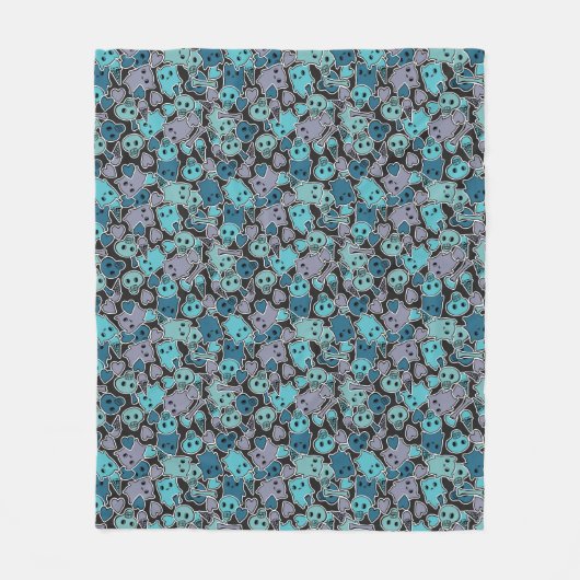 Schädel und Herzen auf schwarzem Hintergrund 2 Fleecedecke (Vorderseite)