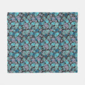 Schädel und Herzen auf schwarzem Hintergrund 2 Fleecedecke (Vorderseite (Horizontal))