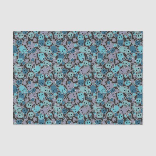 Schädel und Herzen auf schwarzem Hintergrund 2 Seidenpapier (Vorderseite)