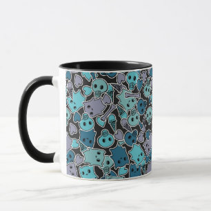 Schädel und Herzen auf schwarzem Hintergrund 2 Tasse