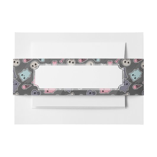 Schädel und Herzen auf schwarzem Hintergrund Einladungsbanderole (Vorderseite Beispiel)