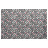 Schädel und Herzen auf schwarzem Hintergrund Stoff (Fat Quarter (45,7 x 55,9 cm))