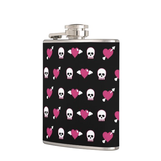 Schädel und Herzen Flachmann (Links)