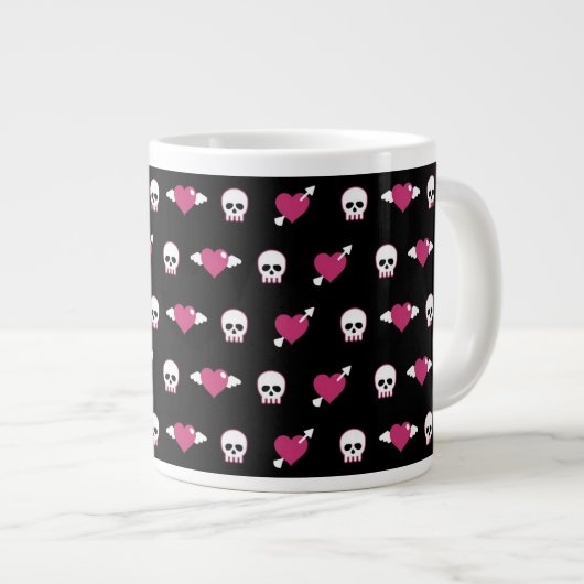 Schädel und Herzen Jumbo-Tasse (Vorderseite Rechts)