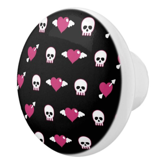 Schädel und Herzen Keramikknauf (Rechts)
