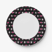 Schädel und Herzen Pappteller (Vorderseite)