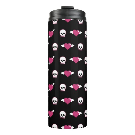 Schädel und Herzen Thermosbecher (Vorderseite)