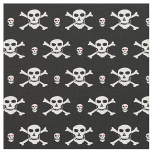 Schädel- und Herzmode-Stoff - Piraten/Halloween Stoff
