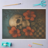 Schädel und Hibiskus in Harmonie-Dekoupage Seidenpapier (Basteln)