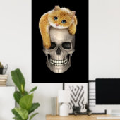 Schädel und Katze Poster (Heimbüro)