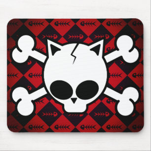 Schädel-und Katzen-Knochen Mousepad