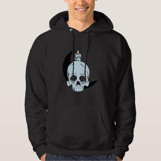 Schädel- und Kerzendesign im Mondlicht | Horror-Ku Hoodie
