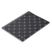 Schädel und Knochen im Karomuster Grau Monogramm Notizblock (Linke Seite)