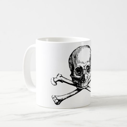 Schädel und Knochen Kaffeetasse (Vorderseite Links)