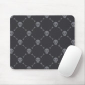 Schädel und Knochen Kontrollmuster Grau Monogramm Mousepad (Mit Mouse)