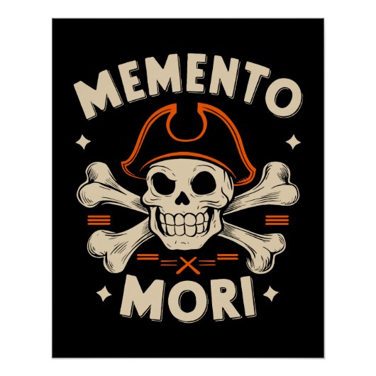 Schädel und Knochen mit Piratenhut - Memento mori Poster (Vorderseite)