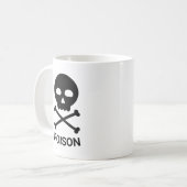 Schädel und Knochen mit Text Kaffeetasse (Vorderseite Links)