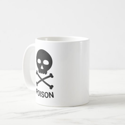 Schädel und Knochen mit Text Kaffeetasse (Vorderseite Links)